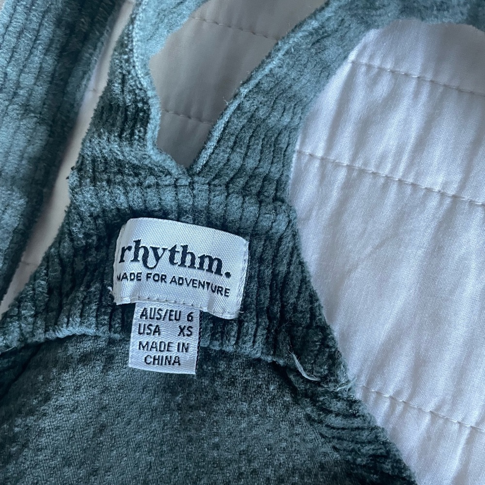 Rhythm Dark Green Denim Overalls with Adjustable Straps - Picture 3 of 3